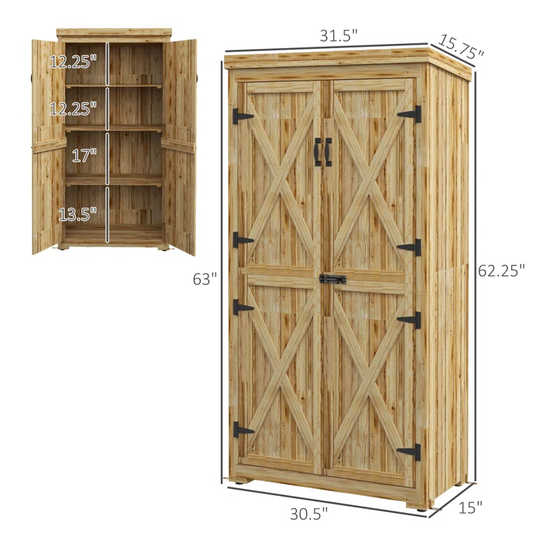 Charlain 3 ft. W x 1 ft. D Wood Vertical Tool Shed
