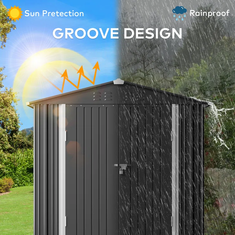 Lockable 6 ft. W x 4 ft. D Metal Storage Shed