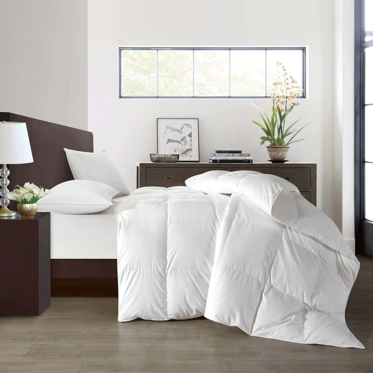 NY&C Home Allora Box Stitched Cotton Shell with Duck Down Filling Comforter