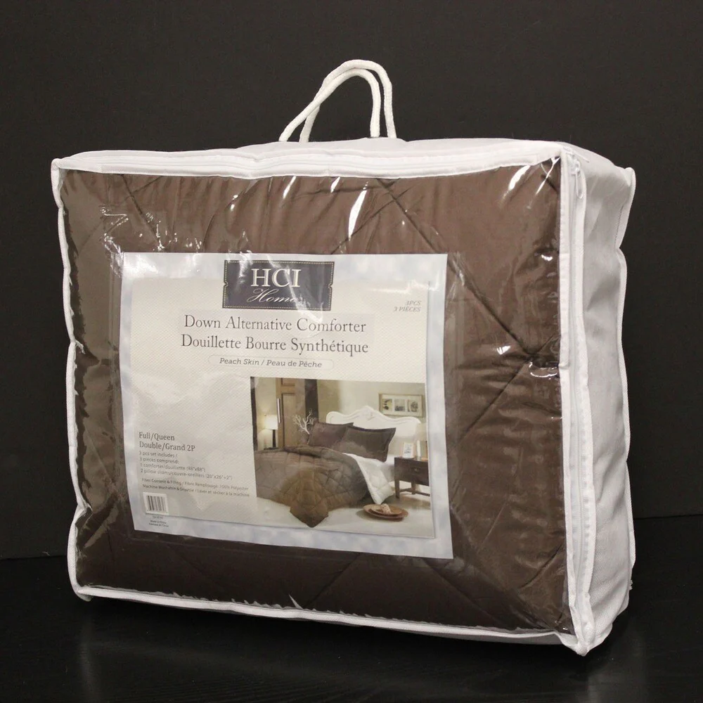HCI Hand Crafted Brushed Velvet Down Alternative Reversible Twin Comforter Set