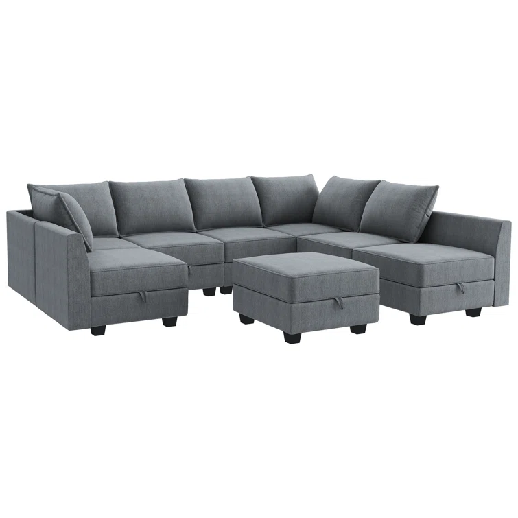 Modular U shaped Sectional Sofa with Storage Ottoman
