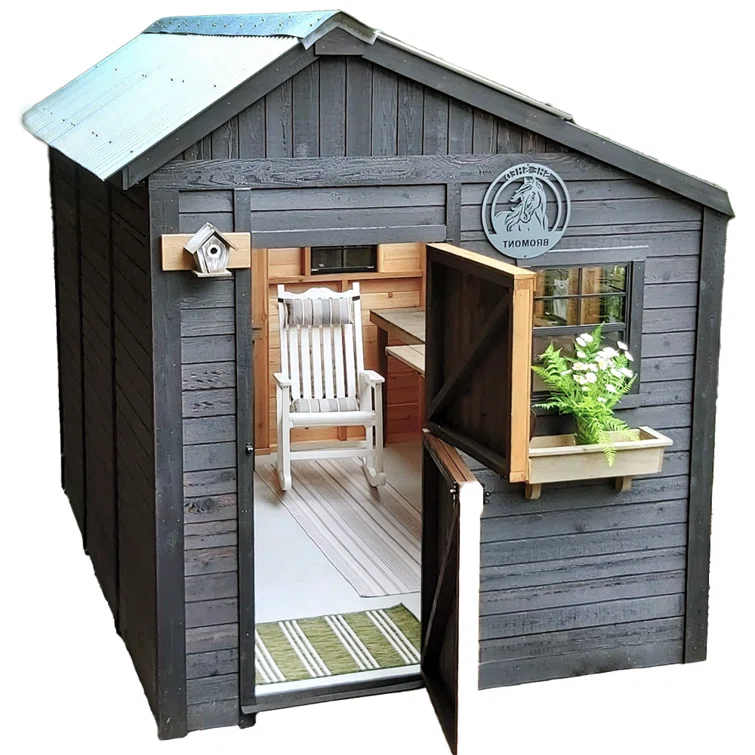 8 ft. W x 8 ft. D Cedar Wood Sunshed Garden Shed with Metal Roof