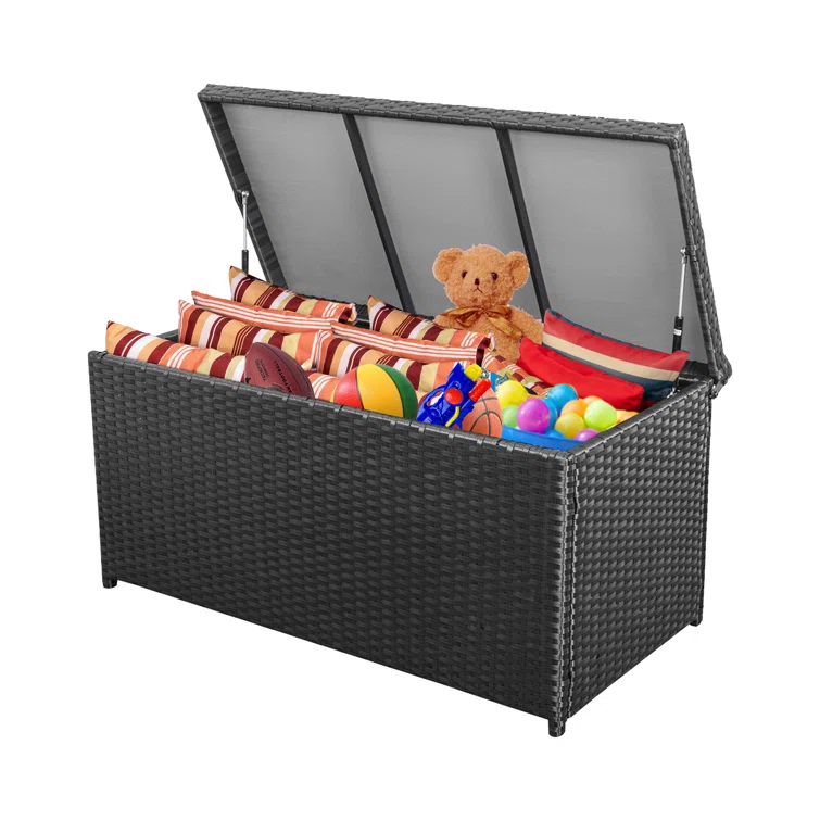60 Gallons Gallon Wicker Deck Box in Black
