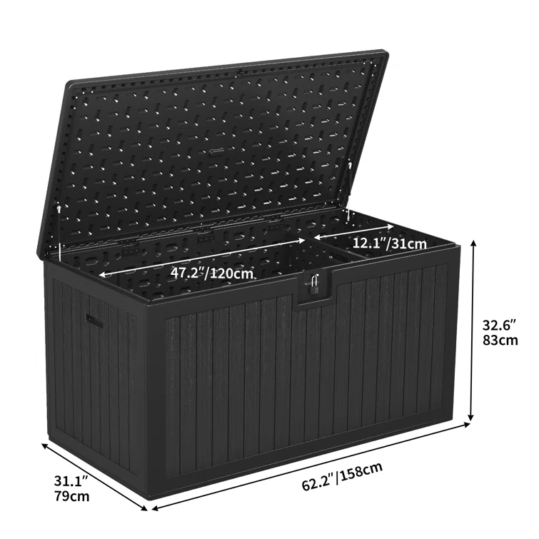 Edrosie Inc 233 Gallons Water Resistant Resin Lockable Deck Box