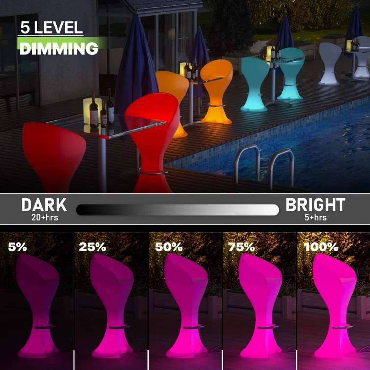 3 Piece 2 - Person LED Light Up Bar Stool and Table Modern Design Set