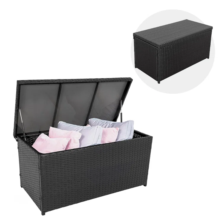 60 Gallons Gallon Wicker Deck Box in Black