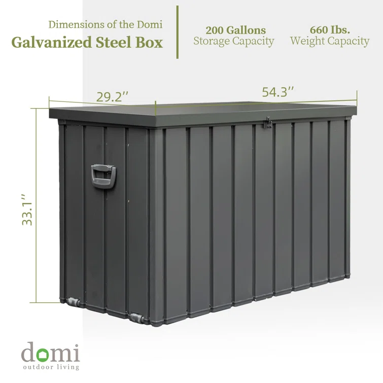 Domi Louvered Deck Box 200 Gallons Water Resistant Lockable with Wheels