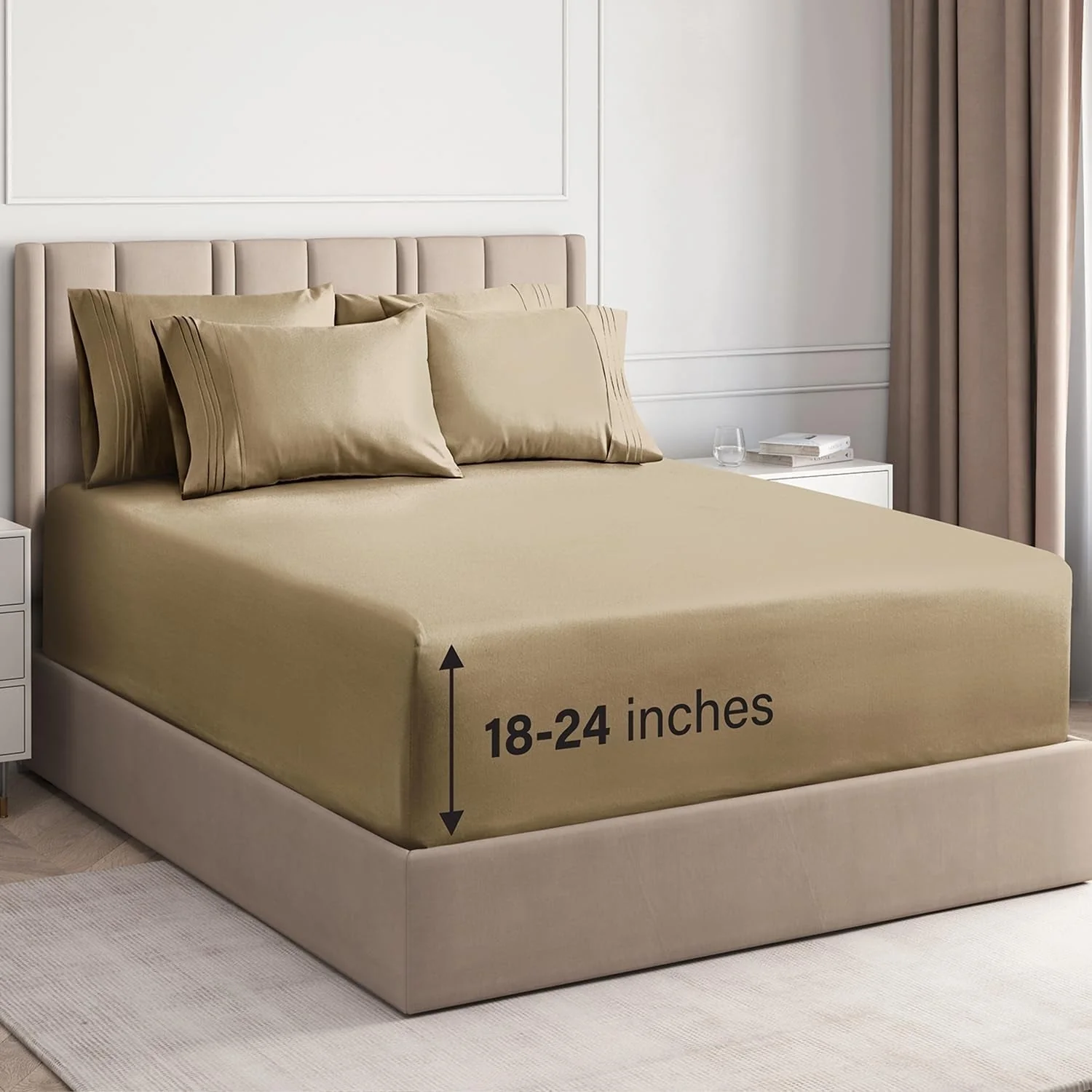 CGK Linens Extra Deep Pocket Microfiber 6 Piece Bed Sheet Set Soft & Cooling