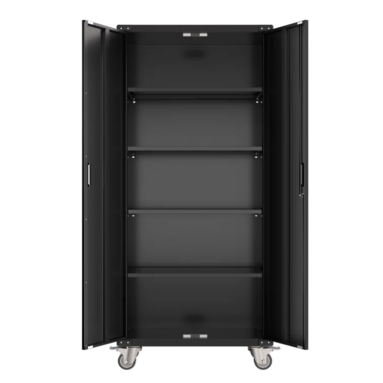Ikira 72"H x 31.5"W x 16.5" D Metal Garage Tool Storage Cabinet, Four Shelves Are Adjustable