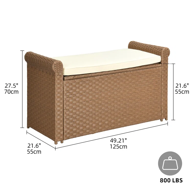 Ashely 90 Gallon Outdoor Storage Bench with Cushion