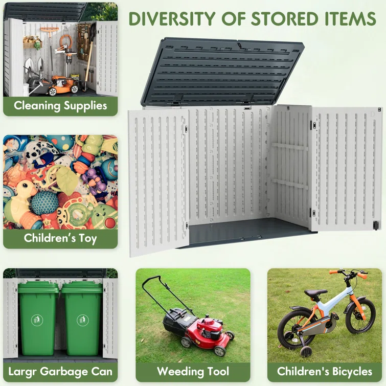 4 ft. W x 2 ft. D Resin Horizontal Garbage Shed