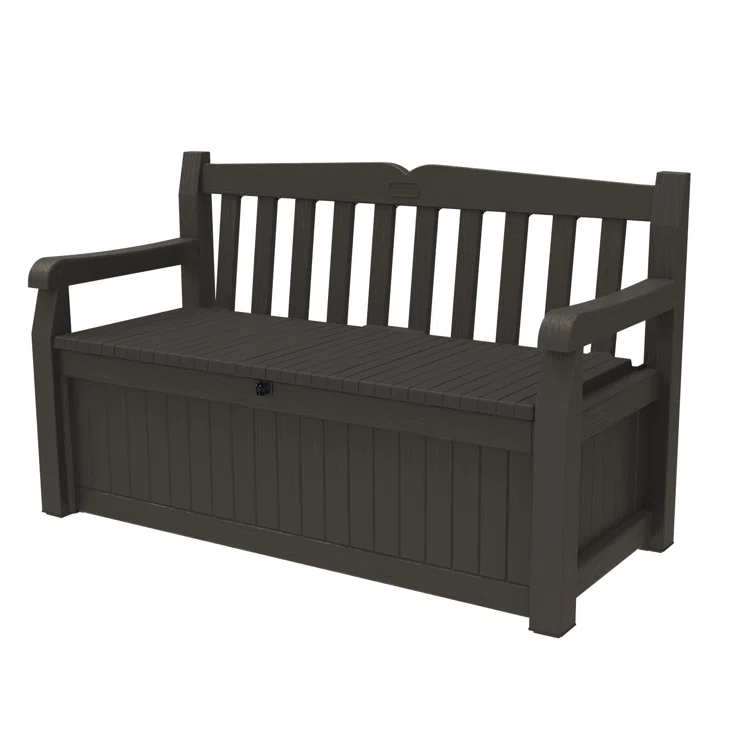 Keter Solana 70 Gallon Durable Resin Outdoor Bench Storage and Organization Deck Box Ideal For Garden Patio Furniture and Supplies