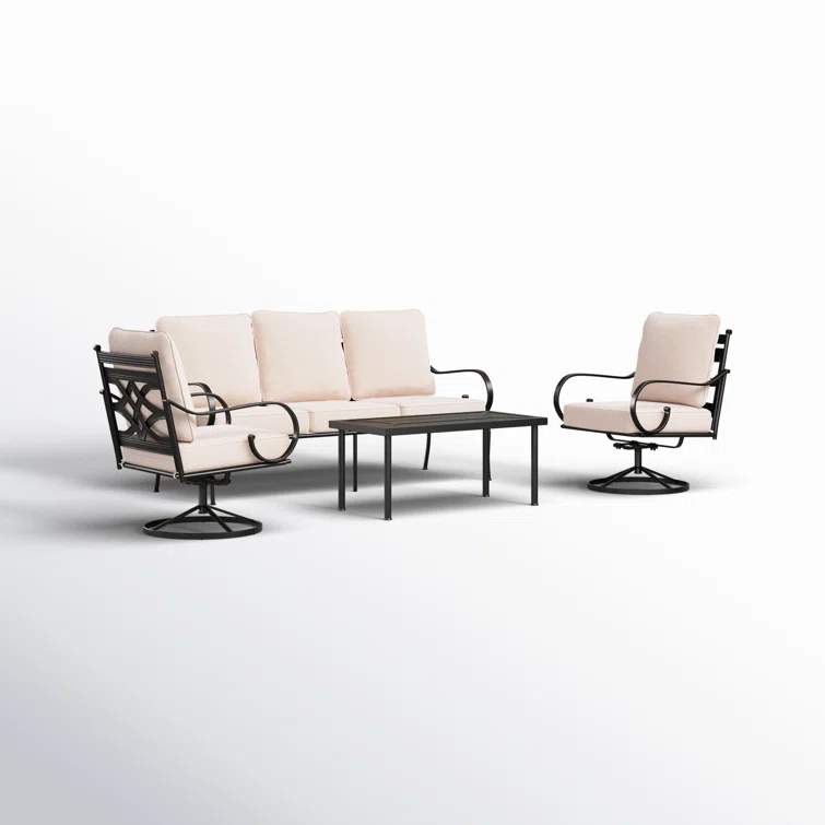 Arriona Metal 5 - Person Patio Conversation Set with Swivel Lounge Chairs