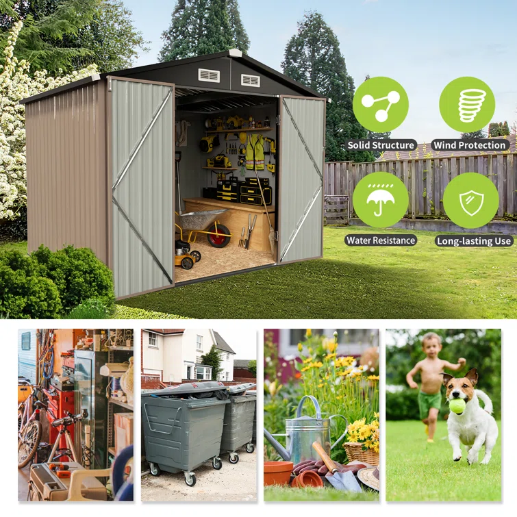 8 ft. W x 6 ft. D Galvanized Steel Lean-To Storage Shed
