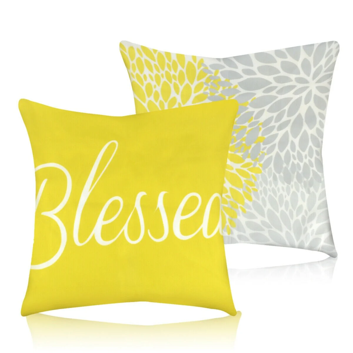 DCP Yellow pillow Double Sided Gray Decorative Pillow Sham (Set of 2)