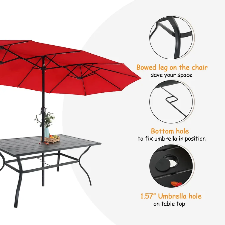 Alyah 6 - Person Rectangular Outdoor Dining Set with Cushions