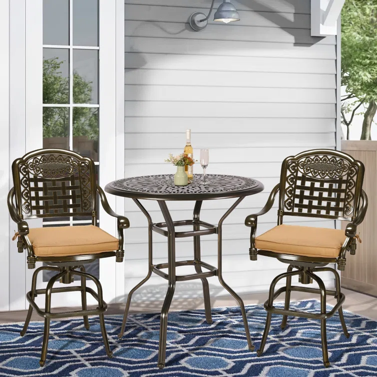 Aadila 2 - Person Round Outdoor Dining Set with Cushions