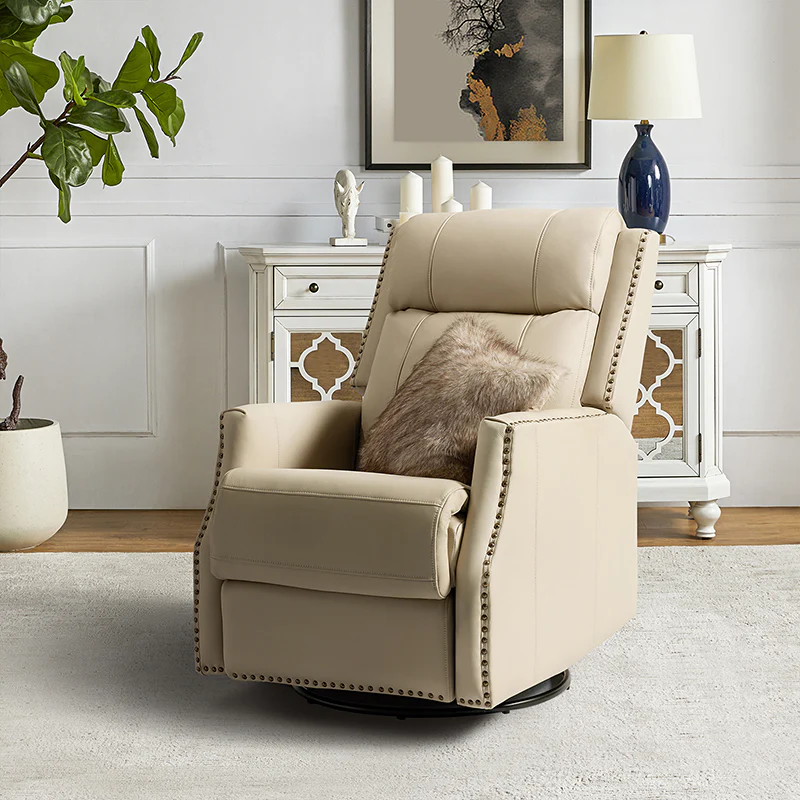 Epimetheus Genuine Leather Manual Swivel Recliner
