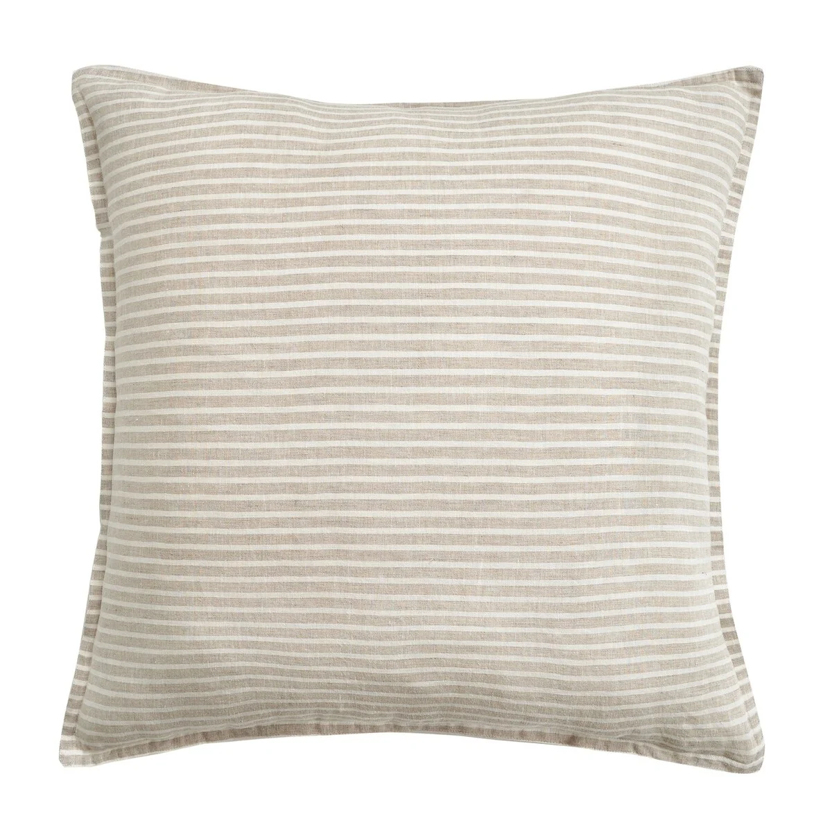 HiEnd Accents 100% French Flax Linen Natural Railroad Stripe Reversible Euro Sham, 27
