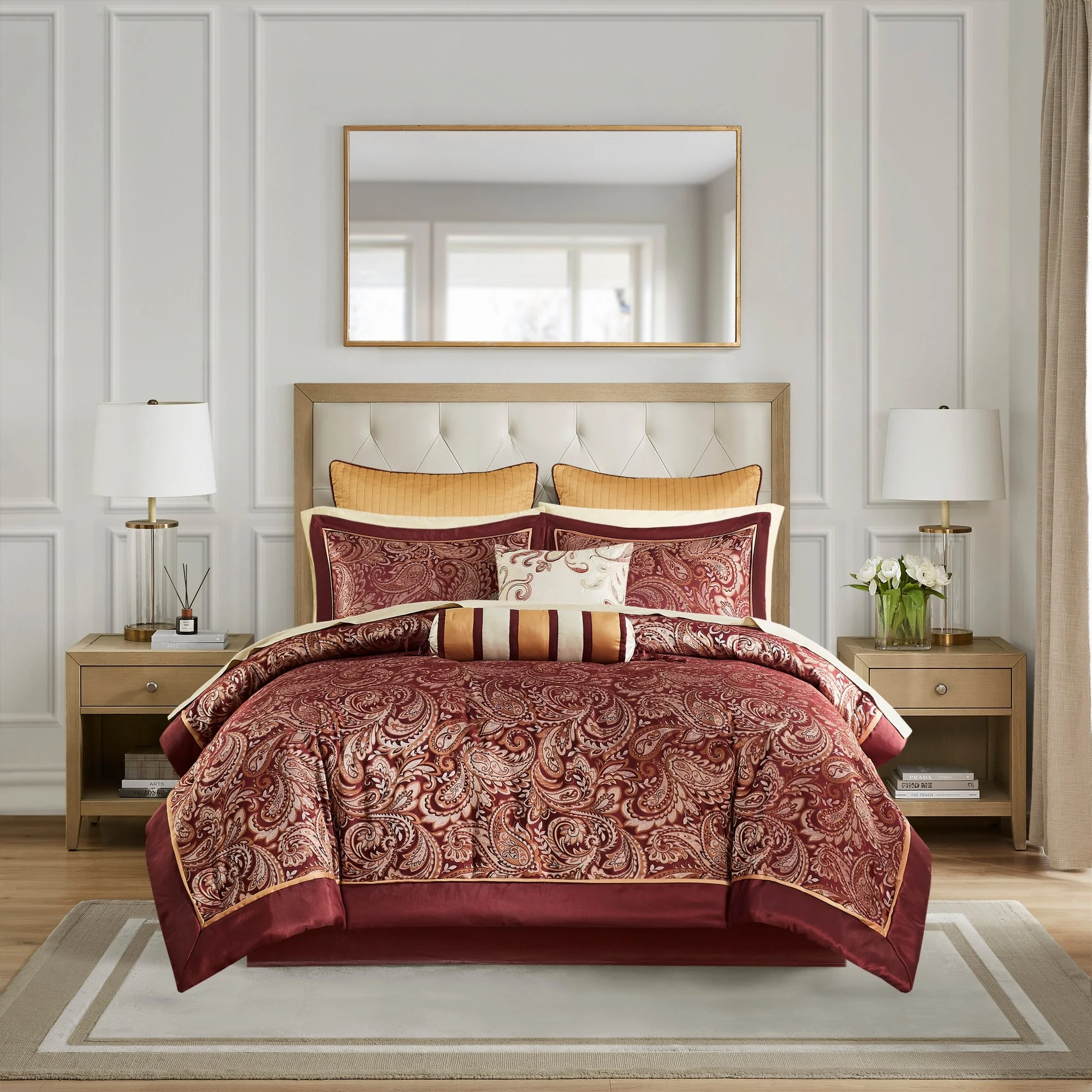 Madison Park Aubrey 12 Piece Comforter Set with Cotton Bed Sheets