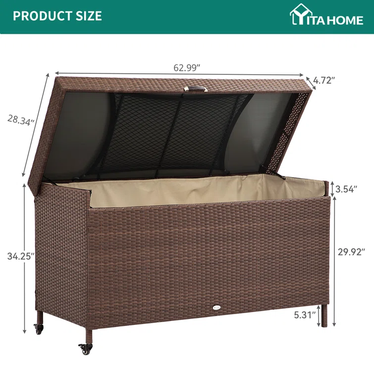 YITA 200 Gallon Outdoor Wicker Deck Box