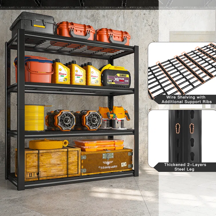 Lytarra Heavy Duty Garage Shelving Unit Storage Shelves for Garage Kitchen 4 Tiers