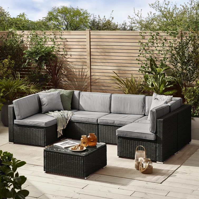 Miacomet Modular Garden Sofa and Table PE Rattan for Modern Gardens and Patios (Cover Included)