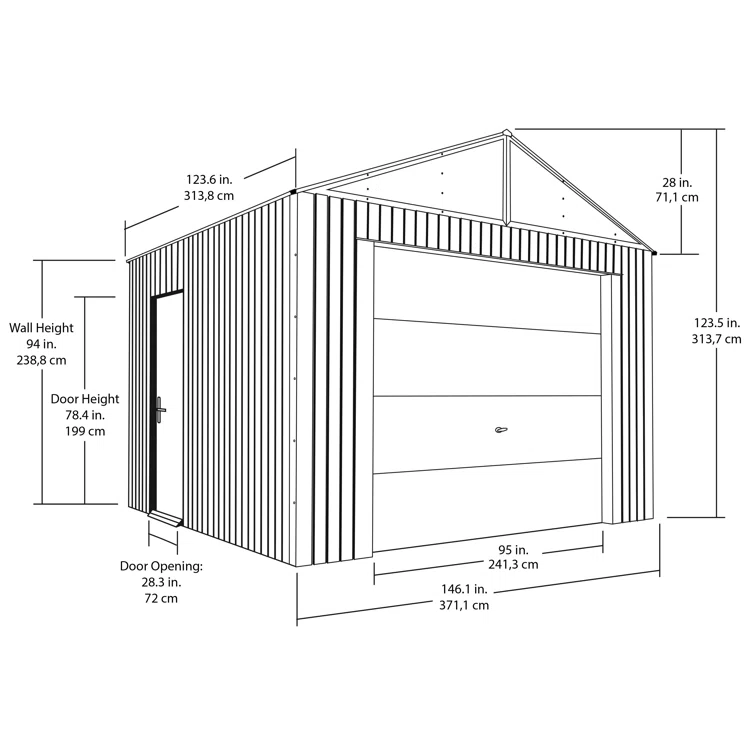 Everest 12 ft. x 10 ft. Metal Garage Shed