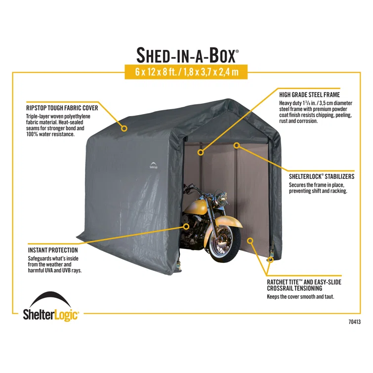 6 ft. W x 12 ft. D Portable Storage Shed
