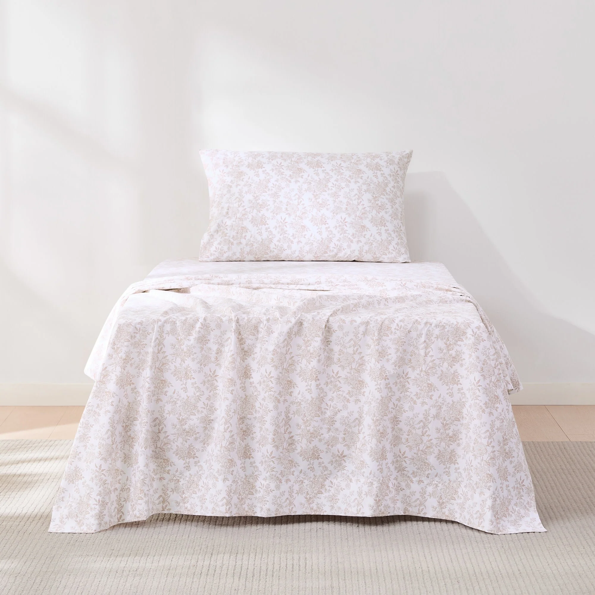Lush Decor Peony Toile Peach Cotton Sheet Set