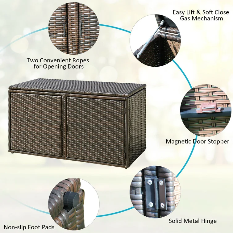FORCLOVER 45'' W 88 Gallons Wicker Deck Box