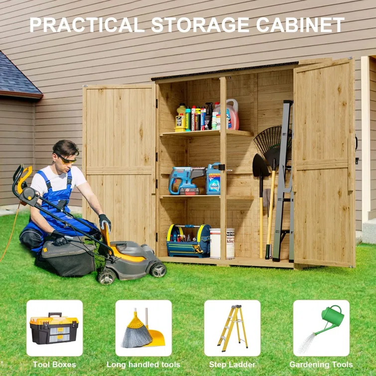 4 ft. 7 in. W x 1 ft. 5 in. D Solid Wood Vertical Tool Shed
