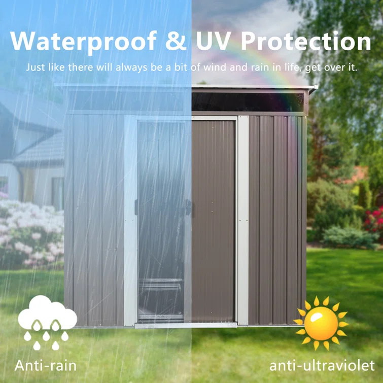 6 ft. W x 5 ft. D Metal Horizontal Storage Shed