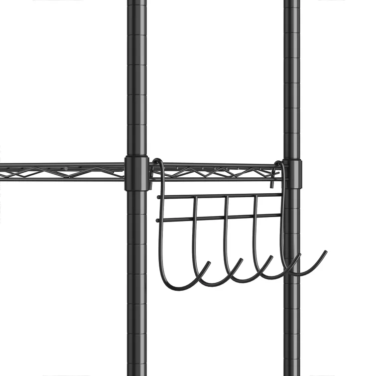 Augustine 6-Shelf Adjustable Storage Shelving Unit Steel Organizer Wire Rack with Hooks, Leveling Feet