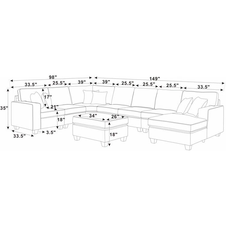 Marsala 8 - Piece Upholstered Sectional