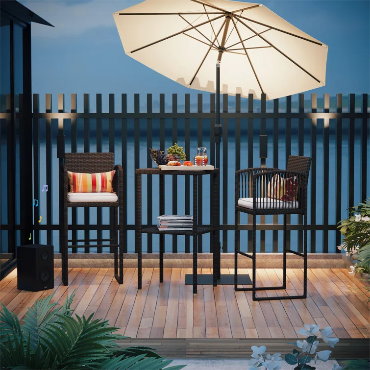 2 - Person Square Outdoor Dining Set with Cushions
