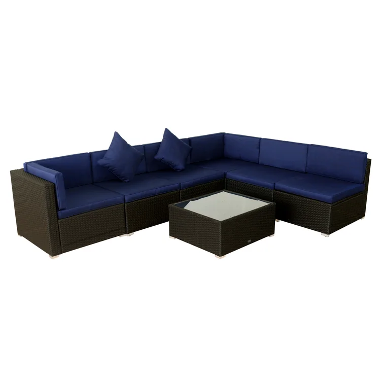 Merton 7-Piece Patio Furniture Sets Outdoor Rattan Conversation Sets