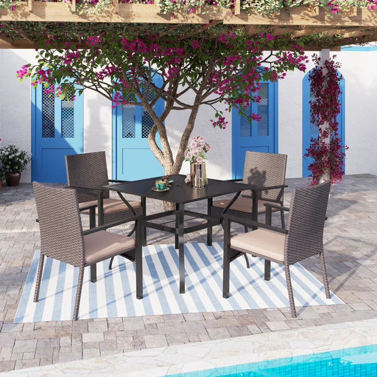 Argyri 4 - Person Square Outdoor Dining Set with Cushions