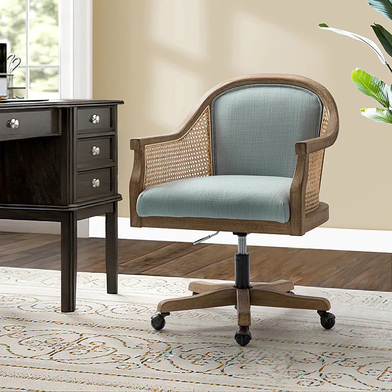 Audrey Task Accent Chair with Rattan Arms