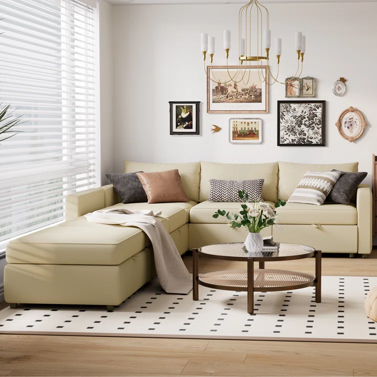 6 - Person Upholstered U-Shaped Modular Sectional Couch with Chaise