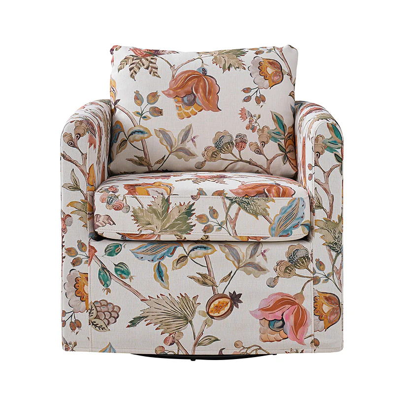 Claudius Upholstered Slipcovered Swivel Barrel Chair