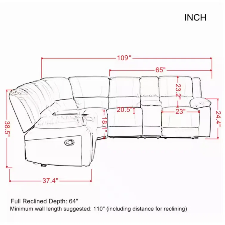 Donnivin 109" Wide Faux Leather Reversible Reclining Corner Sectional