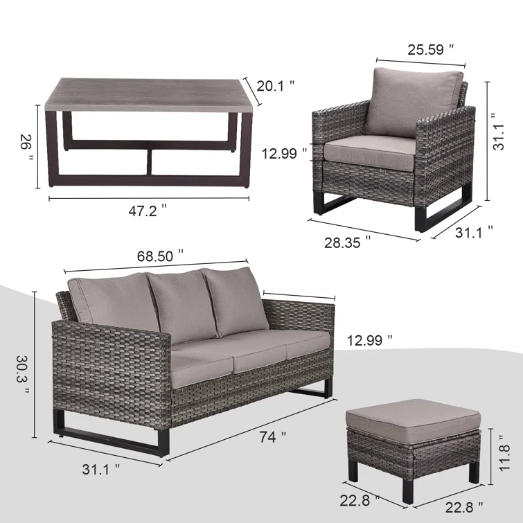 Nazime 5 - Person Outdoor Seating Group with Cushions