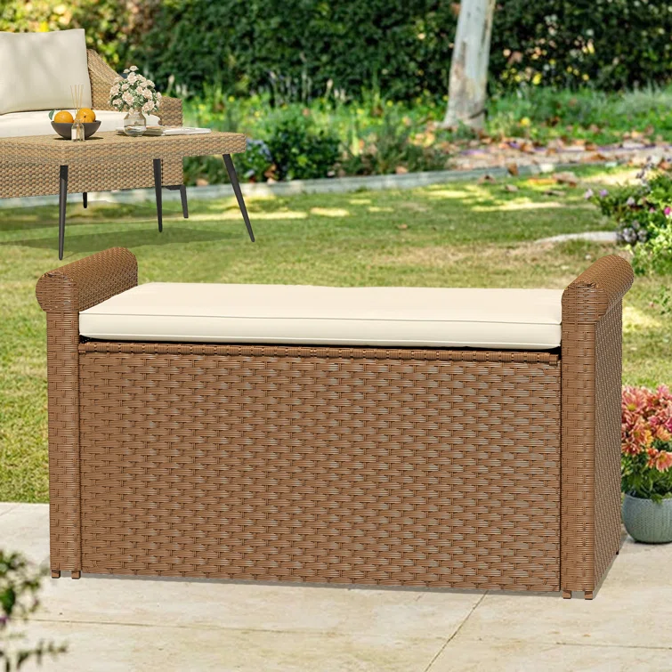 Ashely 90 Gallon Outdoor Storage Bench with Cushion