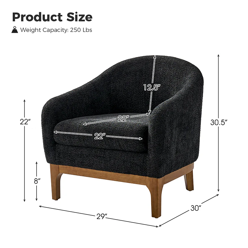 August Boucle Armchair Chair with Soft, Fuzzy Texture