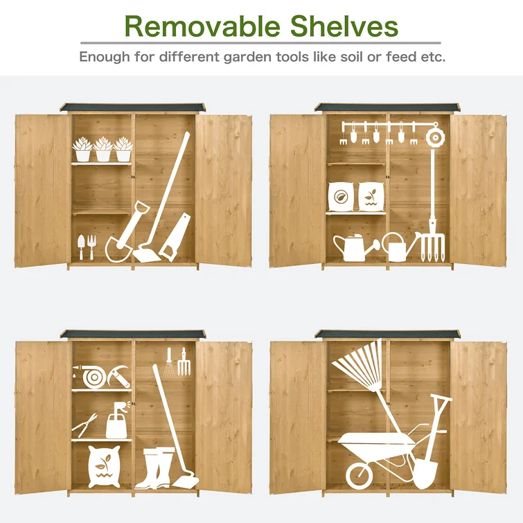 Outdoor Wood Storage Shed Tool Organizer,Garden Shed