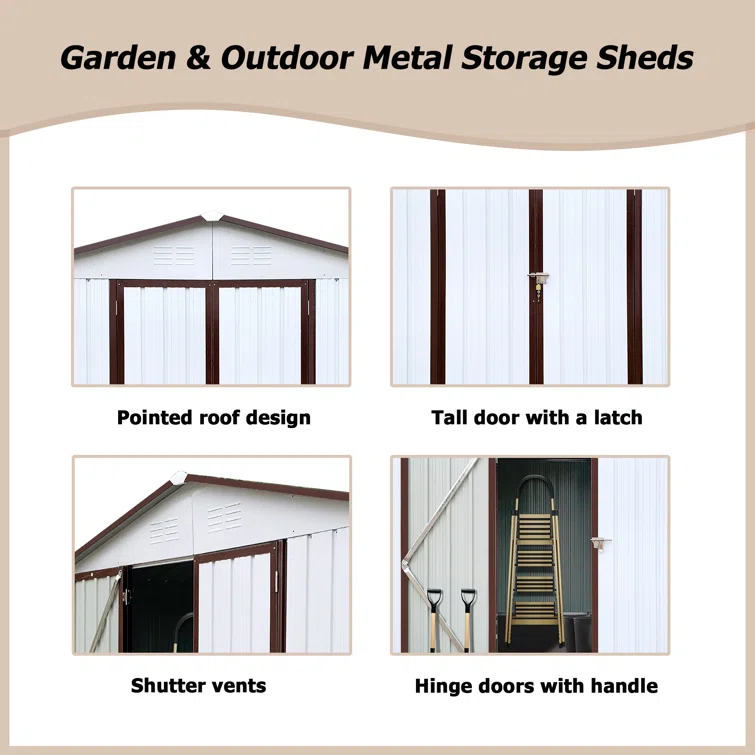 10 ft. W x 8.5 ft. D Metal Storage Shed