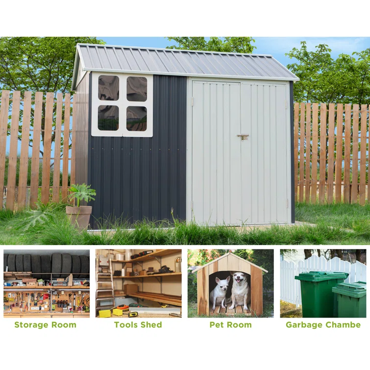 8 ft. W x 6 ft. D Metal Corner Storage Shed