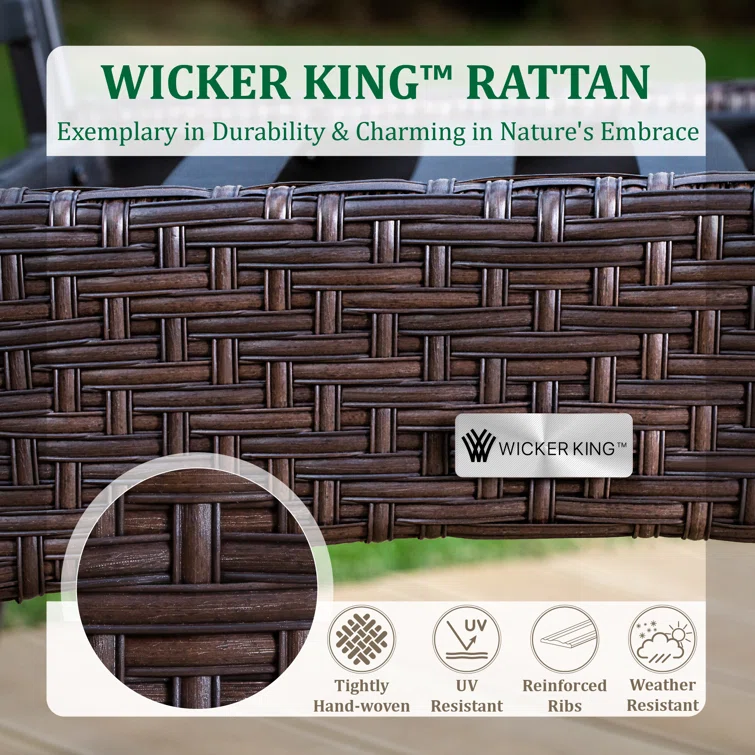 Argyri Outdoor Patio Conversation Set with Rocking Lounge Chairs and Optional Ottomans