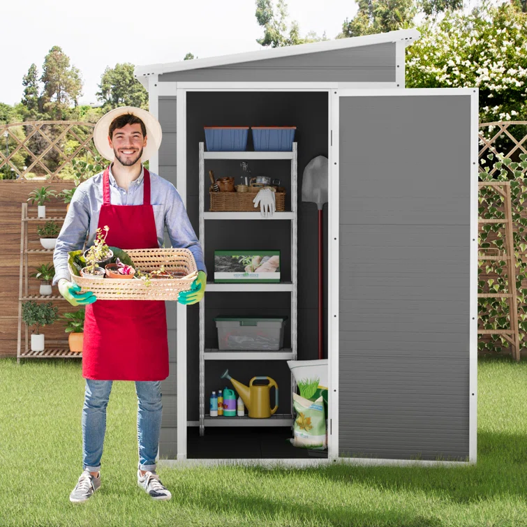 4 ft. W x 5 ft. D Plastic Lean-To Storage Shed